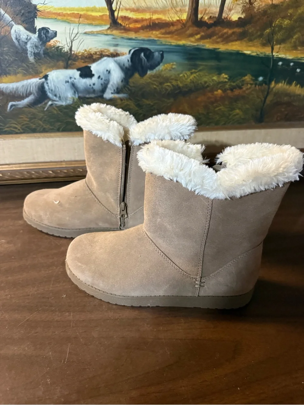 Women’s Cozy Faux-Fur Lined Suede Winter Boots - Tan